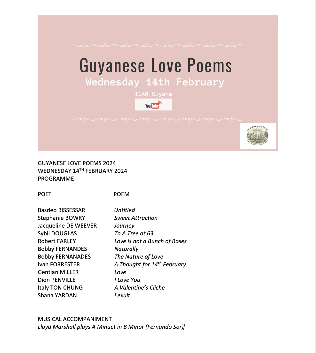 Guyanese Love Poems 2024 – Moray House Trust